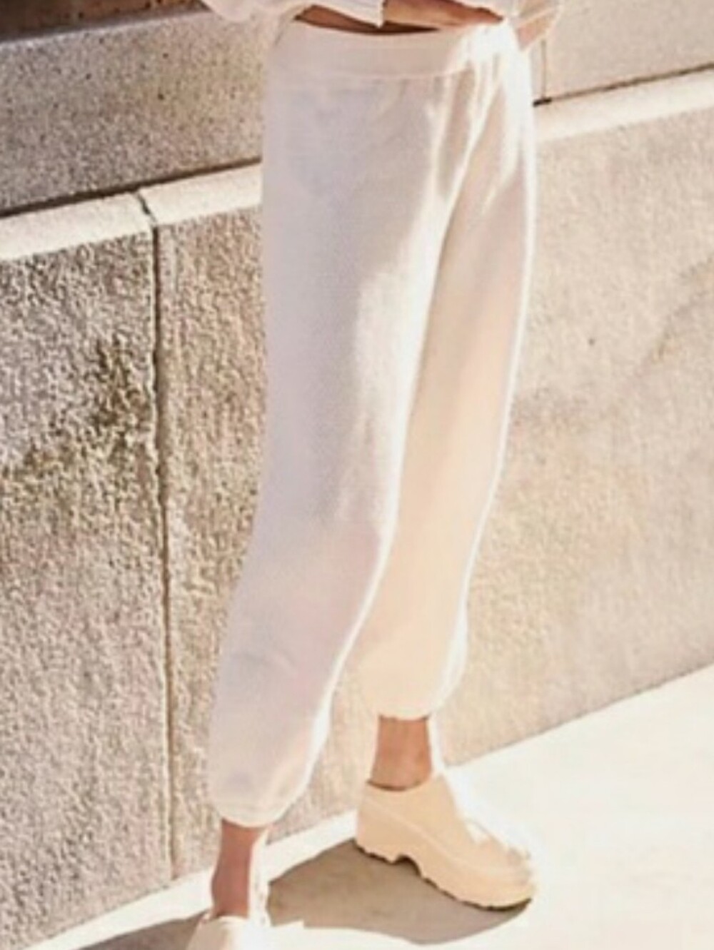 Free People Beach Hailee Cotton Textured Knit Pants In Powder Sand Size Small